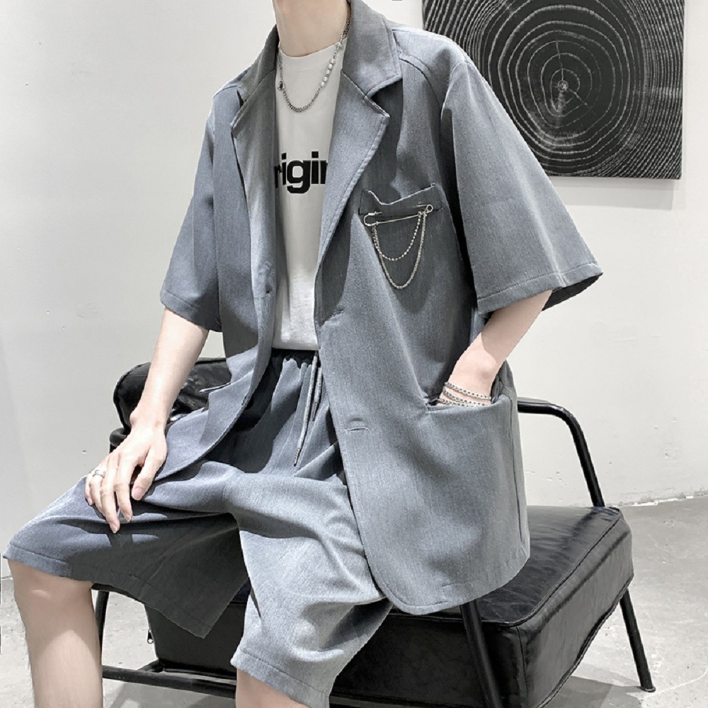 Bộ Vest Nam Mùa Hè Thời Trang Phong Cách Hàn Quốc Áo Khoác Vest Đẹp Trai Ngắn Tay Thương Hiệu Thời T