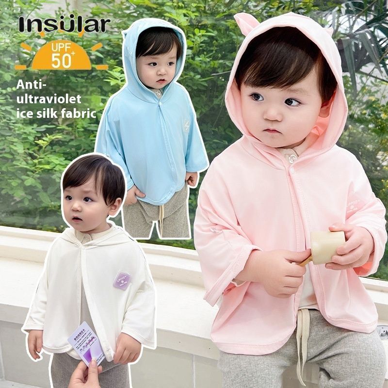 Quần áo chống nắng bé Insular, áo khoác chống nắng trẻ em, áo khoác có mũ bảo vệ khỏi tia UV trẻ em, UPF50 +