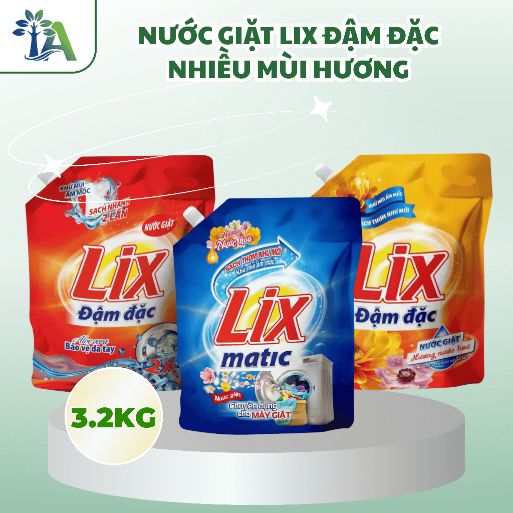 NƯỚC GIẶT LIX ĐẬM ĐẶC NHIỀU MÙI HƯƠNG 3.2KG/TÚI