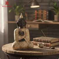 Seated Buddha Statue Indoor Resin Buddha Figurine Compact Minimalist for Shelves Desks