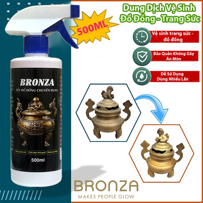 Dung Dịch Làm Sạch Đồ Đồng Chuyên Dụng BRONZA 500ml – Phục Hồi Độ Sáng, Dùng An Toàn Hiệu Quả