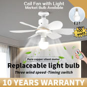 Replaceable Light Ceiling Fan with Remote Control, 3 Speeds