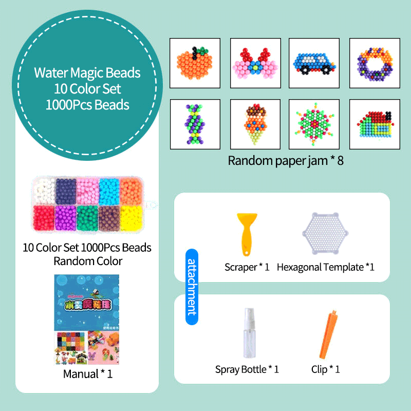 FunToy 2400 PCS Handmade Magic Water Fuse Beads DIY Creative Beads Toys Children Educational Toys