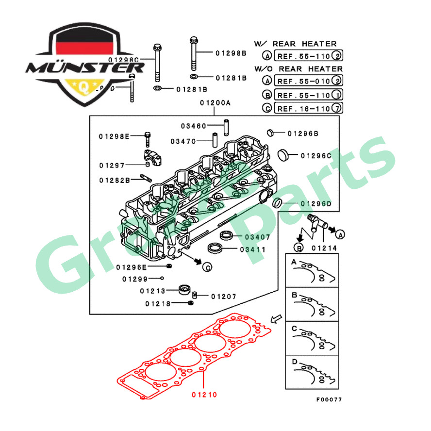 Mnster Cylinder Head Gasket ME200752 for Mitsubishi Pajero Canter 4M40 (Carbon)