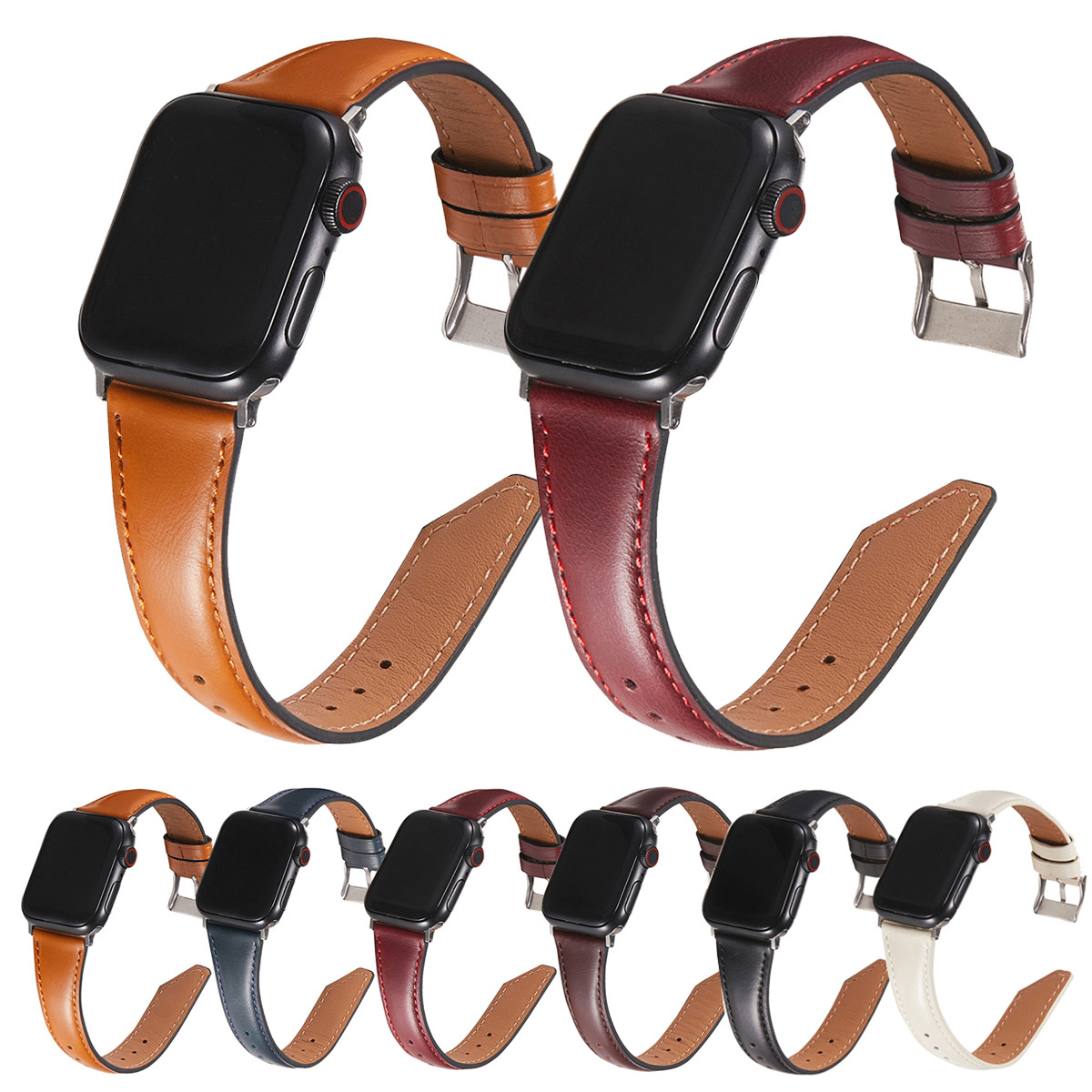 Oil wax leather thin strap for Apple watch iwatch strap women's ราคา 432 บาท*ส่งฟรี