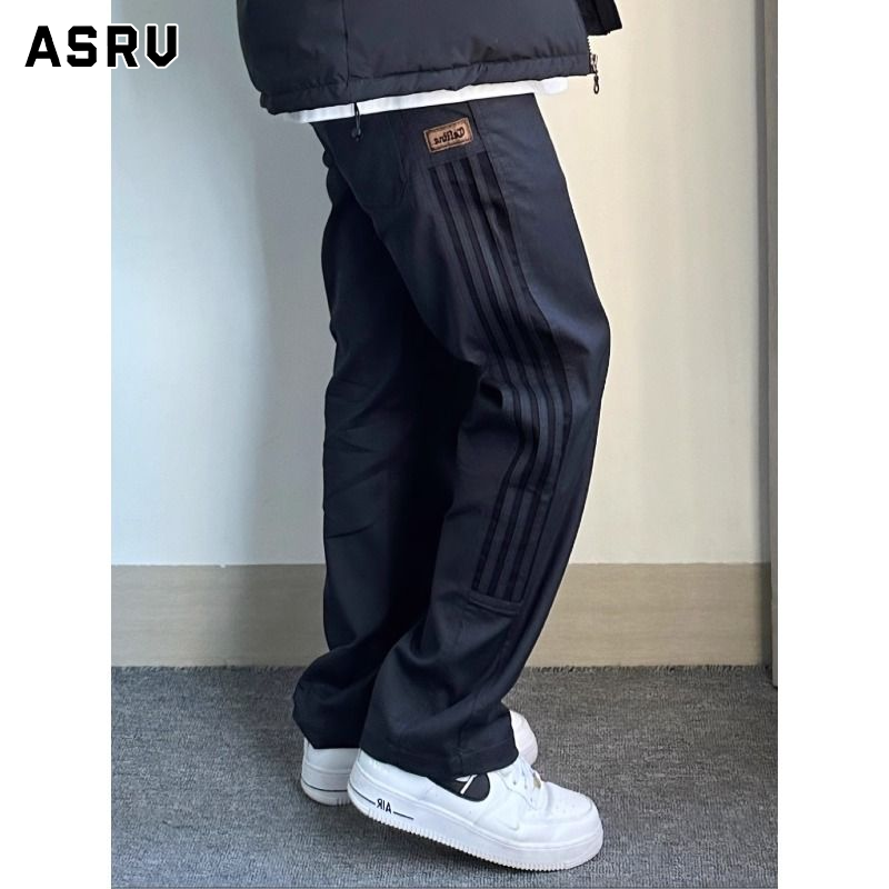 ASRV quần dài nam quần kaki nam quần lao động nam pants for men quần nam phom rộng Quần ống đứng phổ biến của nam giới với sọc bên và dây kéo thiết kế