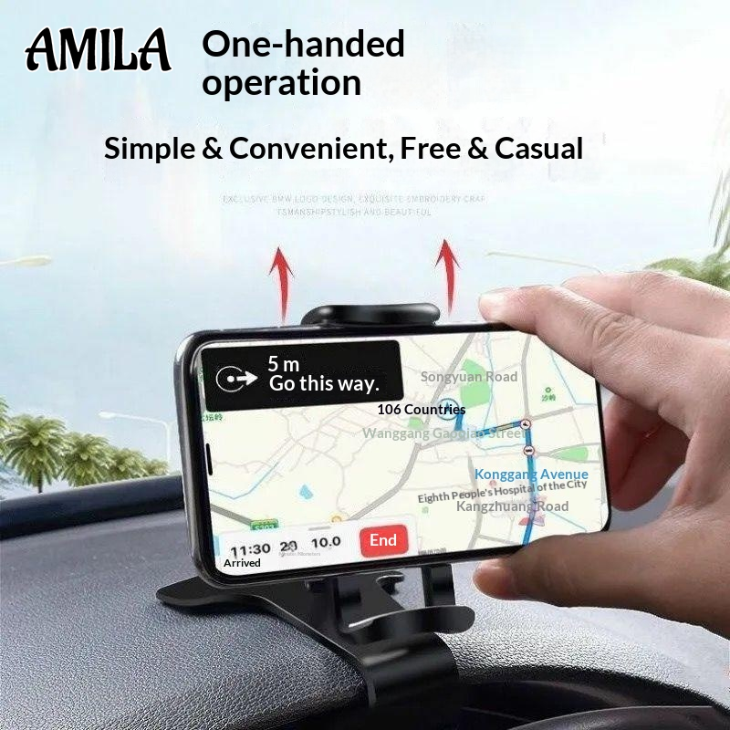 AMILA Universal Car Dashboard Phone Holder with Clip Mount for Navigation and Driving Safety Giá 40,740 Đồng*Miễn phí vận chuyển