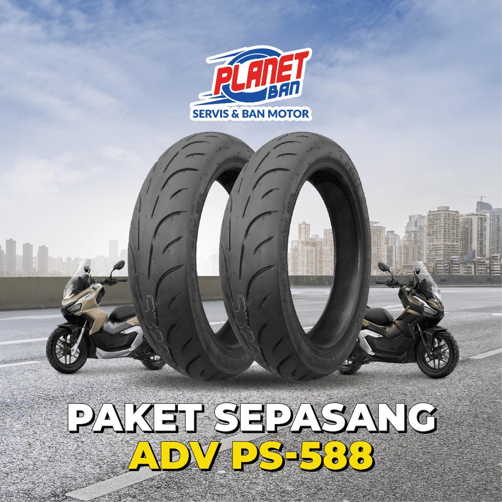 Ban Motor ADV 160 Depan Belakang Ring 14 110/80 dan Ring 13 130/70 Presa PS-588 (Paket Sepasang ADV 160) Harga 747,000 rupiah*Gratis Ongkir