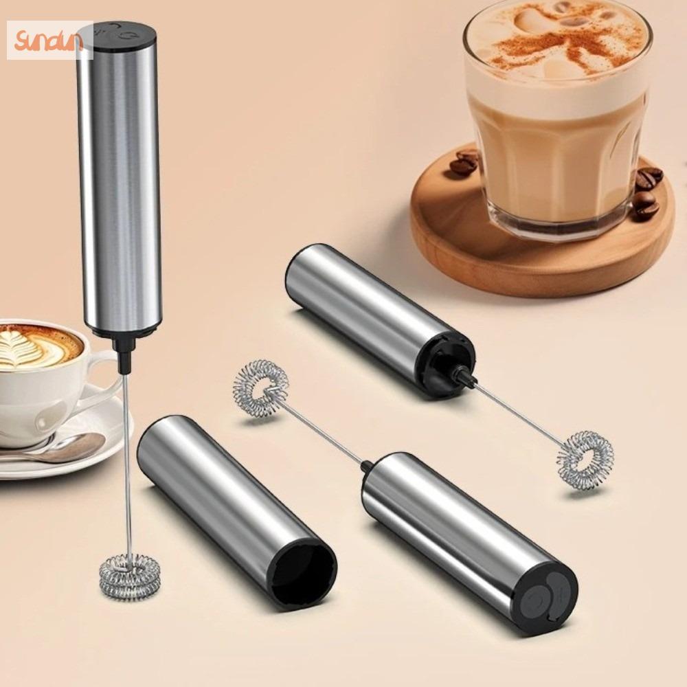 SUNDUN USB có thể sạc lại Máy đánh sữa điện Thép không gỉ có bìa Máy đánh sữa cầm tay Máy tạo bọt Không dây Máy đánh trứng điện Văn phòng tại nhà