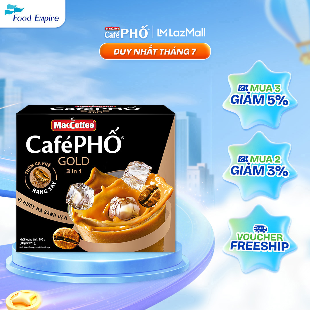 Hộp cà phê Phố sữa đá GOLD - MacCoffee (hộp 10 gói x 28g)