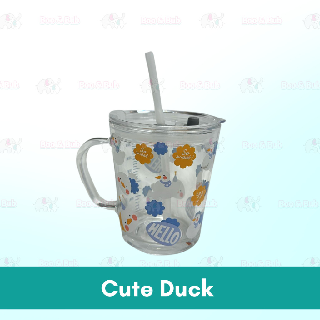 400ml Cute Cartoon Glass Straw Cup | Childrens Milk Cup | Training Glass Mug Baby Dinosaur Unicorn Water Bottle Heat-Resistant