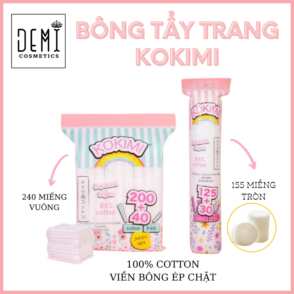 Bông Tẩy Trang Kokimi 100% Cotton Mềm Mịn