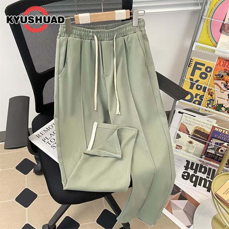 KYUSHUAD Men's pants - American street boy loose straight leg suit pants Commuter chic chic casual wide-leg pants