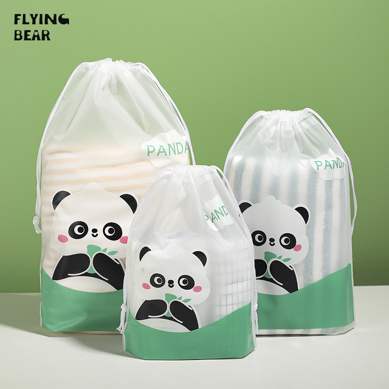 FLYINGBEAR PE drawstring bag clothing sub-bag drawstring bag shoe storage bag plastic frosted packaging bag ราคา 21 บาท*ส่งฟรี