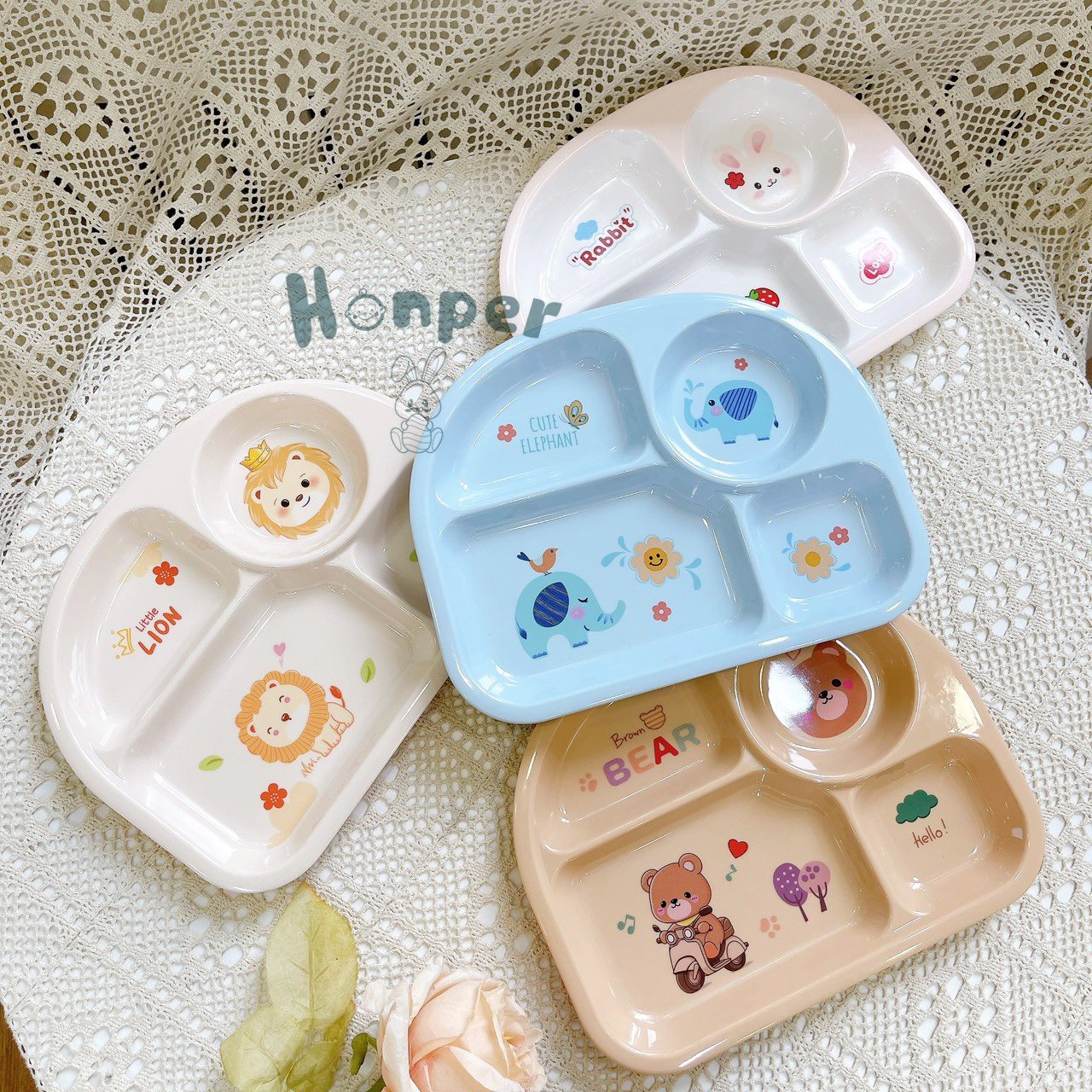 Honper 4-Compartment Animal-Shaped Weaning Tray, High-Quality Plastic, Safe for Babies Bebi123