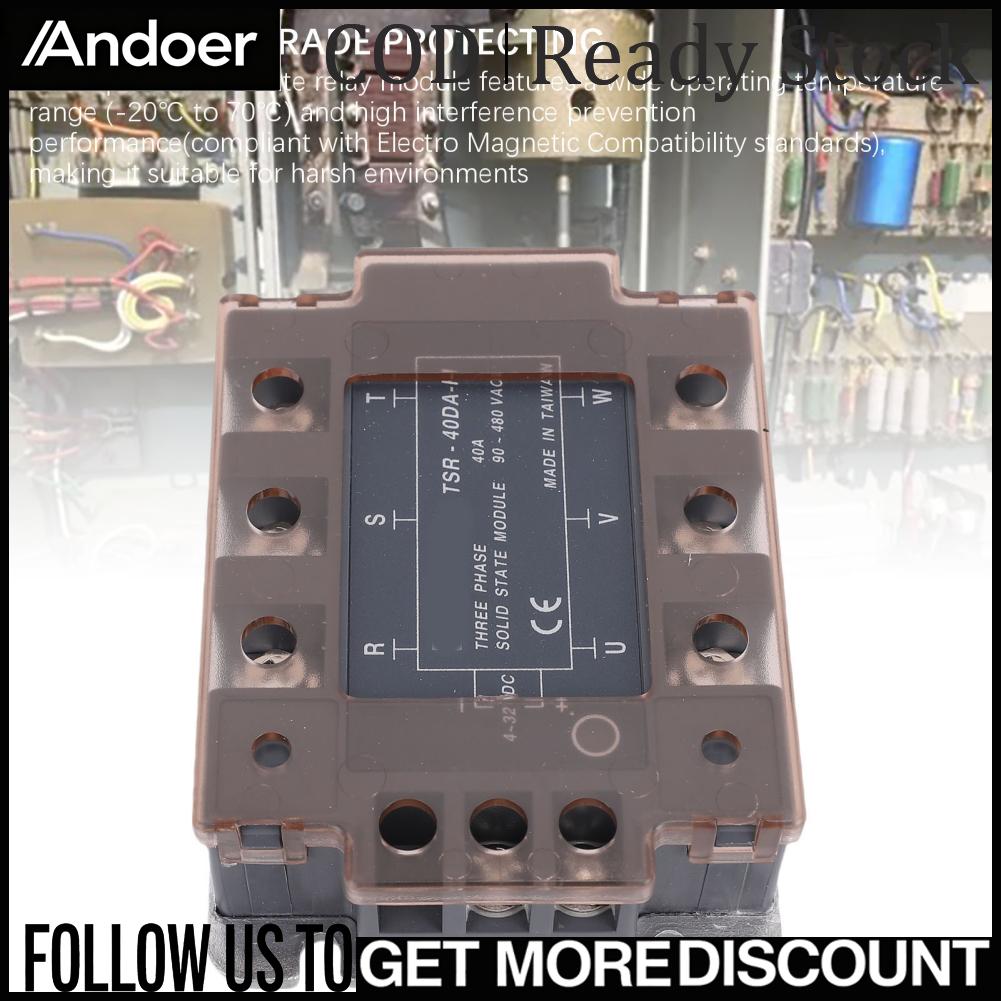 Andoer โซลิดสเตตรีเลย์ Triphase TSR-40DA-H โมดูลไทริสเตอร์ 3 เฟสแรงดันสูงพร้อมแผ่นฐาน ราคา 4,045 บาท*ส่งฟรี