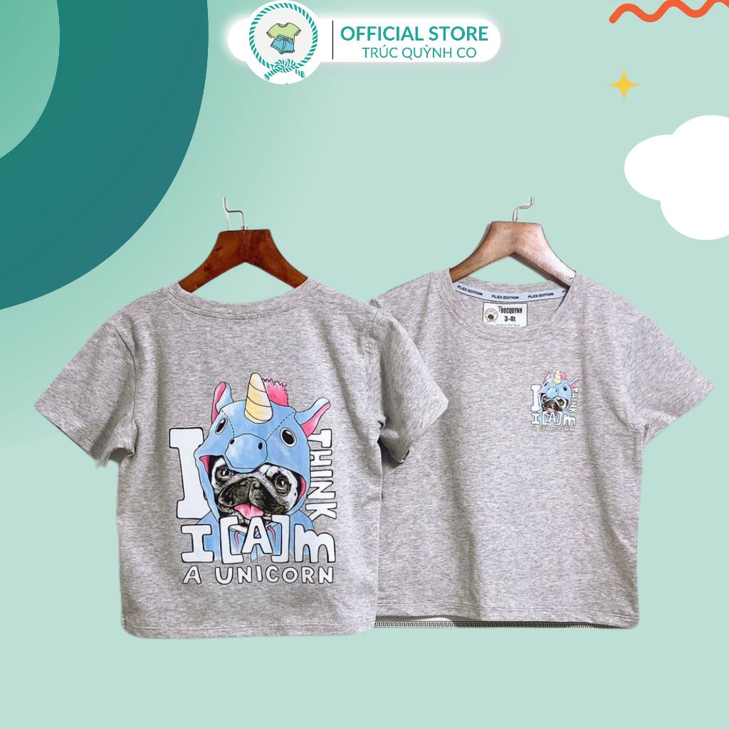 Áo thun bé gái Unicorn & Pug - Áo Thun Bé Gái Cotton Cao Cấp Vải mềm Mại, An Toàn cho bé(12-33kg) - 2