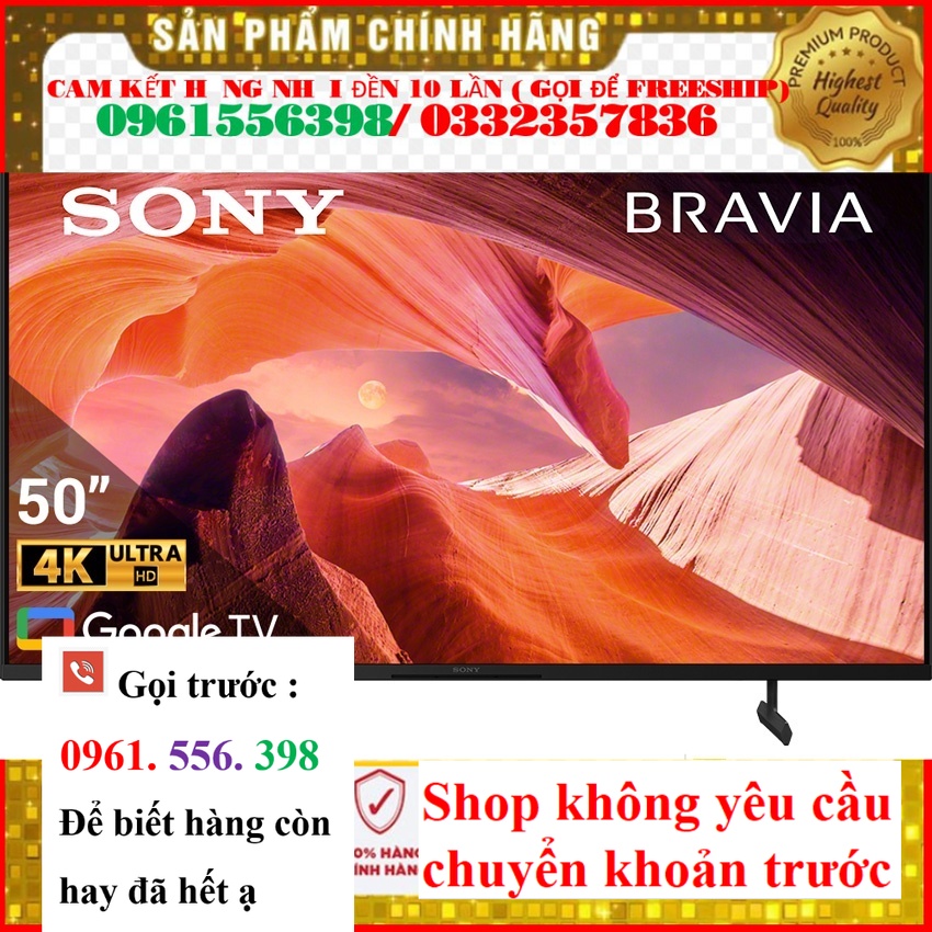 [Hàng chính hãng Giá tốt] Google Tivi Sony 4K 50 inch KD-50X80L VN3