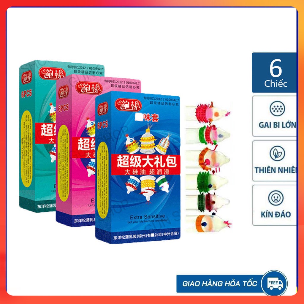 Bao cao su Runbo siêu gân gai bi râu [Hộp 6 cái chính hãng]