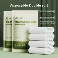 Tầm nhìn Bộ khăn trải giường dùng một lần cho du lịch vệ sinh khách sạn Bộ Ga trải giường không dệt Duvet cover du lịch bedsheet Cover gối xách tay giường bốn bộ chi tiết
