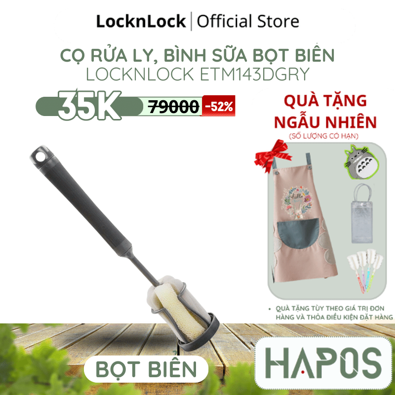 Cọ rửa ly, dụng cụ rửa bình locknlock có đế dựng và lỗ treo tiện lợi etm143dgry - hapos official