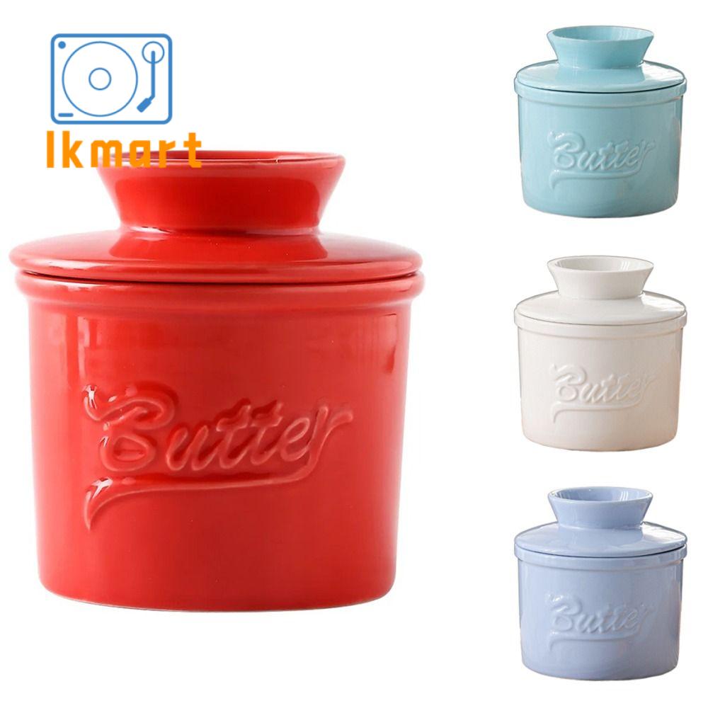 LKMART Bề bóng Crock chuông bơ Thủ công Giữ tươi Dụng cụ giữ bơ Hoàn hảo Sức chứa lớn Đĩa đựng bơ bằng gốm Bơ phết