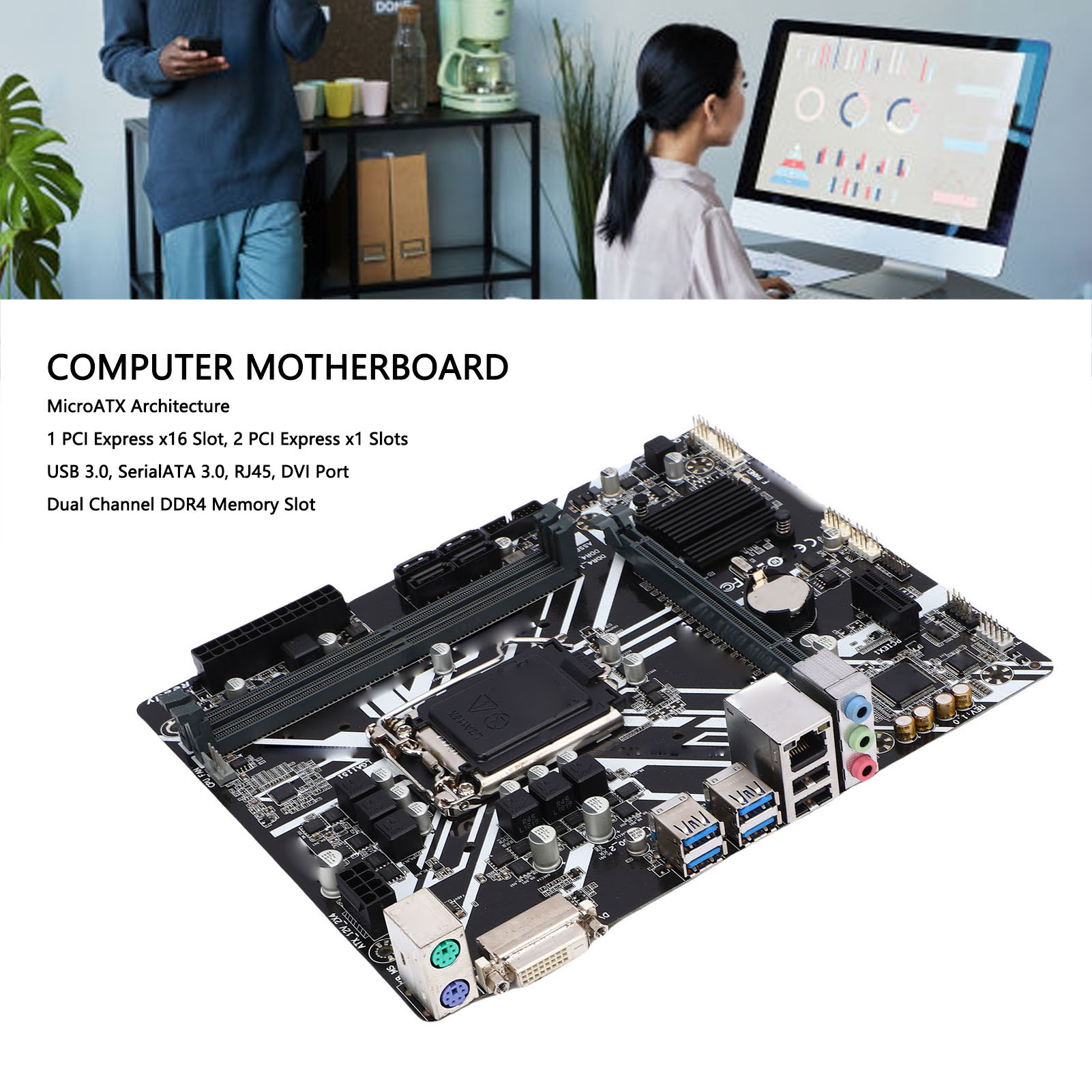 Garosa Zunate Bo Mạch Chủ PC Phù Hợp Với Core I7/i5/i3 Bộ Vi Xử Lý Chơi Game ATX Mainboard Với Khe Cắm PCI E X16 SerialATA M.2 Giao Diện DDR4 32GB Cổng DVI Giá 1,887,000 Đồng*Miễn phí vận chuyển