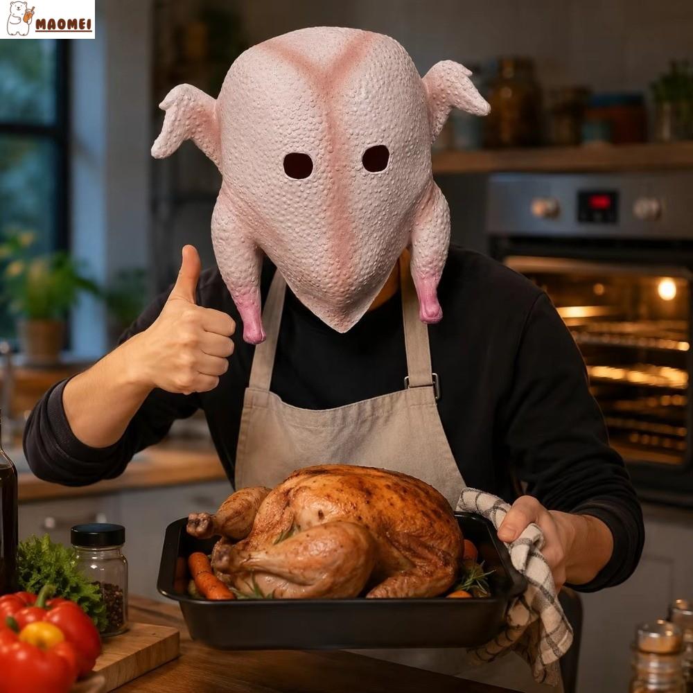 MAOMEI สมจริง ยางลาเท็กซ์รูปไก่งวงและไก่ นุ่ม ความแปลกใหม่ หมวกคลุมศีรษะรูปไก่ อุปกรณ์จัดงานปาร์ตี้ ตลก ยางลาเท็กซ์รูปสัตว์ วันฮาโลวีน ราคา 620 บาท*ส่งฟรี