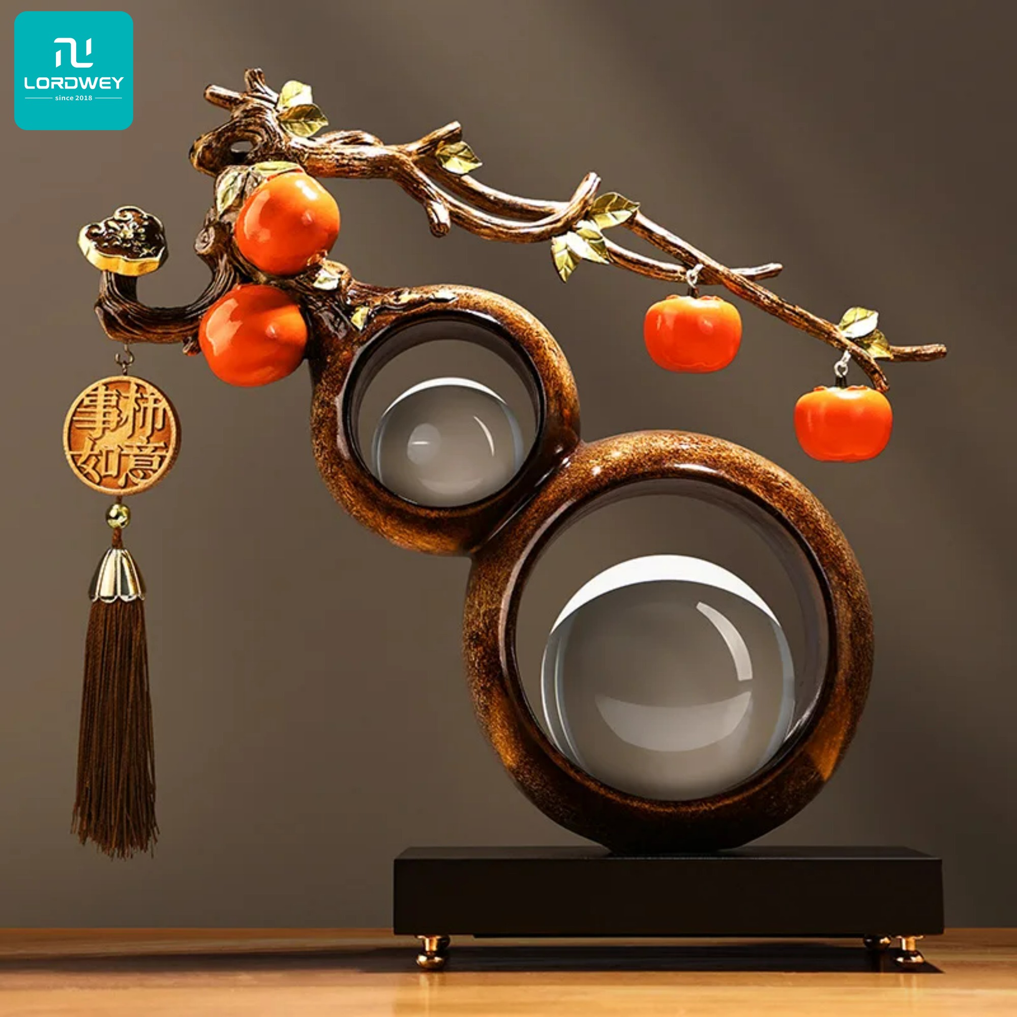 LORDWEY New Chinese Resin Crystal Gourd Ornament Gift Box, Living Room Entrance Office Decoration Gift ราคา 1,238 บาท*ส่งฟรี