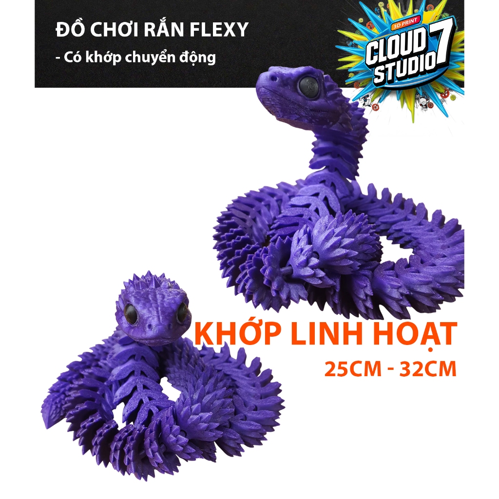 Đồ Chơi Rắn Flexy 3D – Khớp Chuyển Động Linh Hoạt (25cm – 32cm)