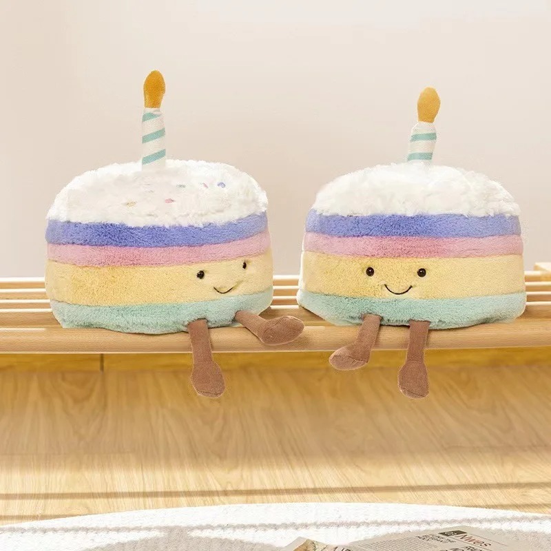 Jelly Cat 25cm Color Birthday Cake Plush Toy Doll Home Decoration Cake Doll Cute Pet Toy Valentine'S Day Birthday Gift