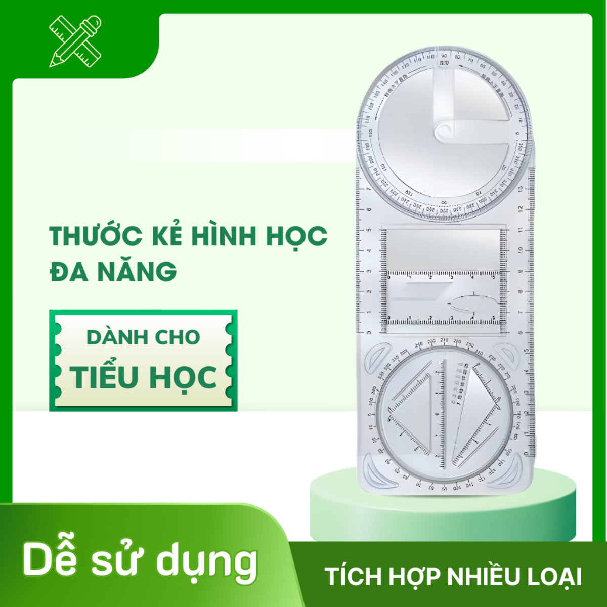 Thước kẻ đa năng thước kẻ hình học dễ vẽ không dễ gãy trong suốt và chính xác.