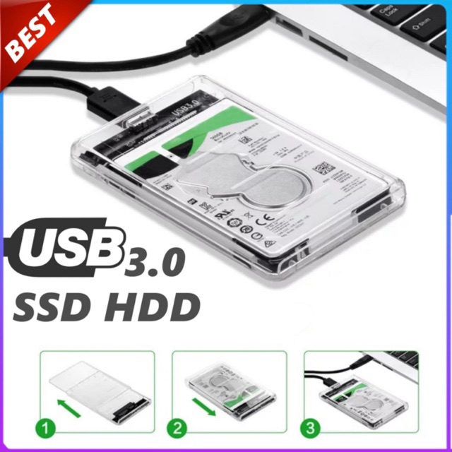 กล่องใส่ HDD แบบใส Harddisk SSD 2.5 inch USB3.0 แรง Hard Drive Enclosure 2139U3 (ไม่รวม HDD) ราคา 74 บาท*ส่งฟรี