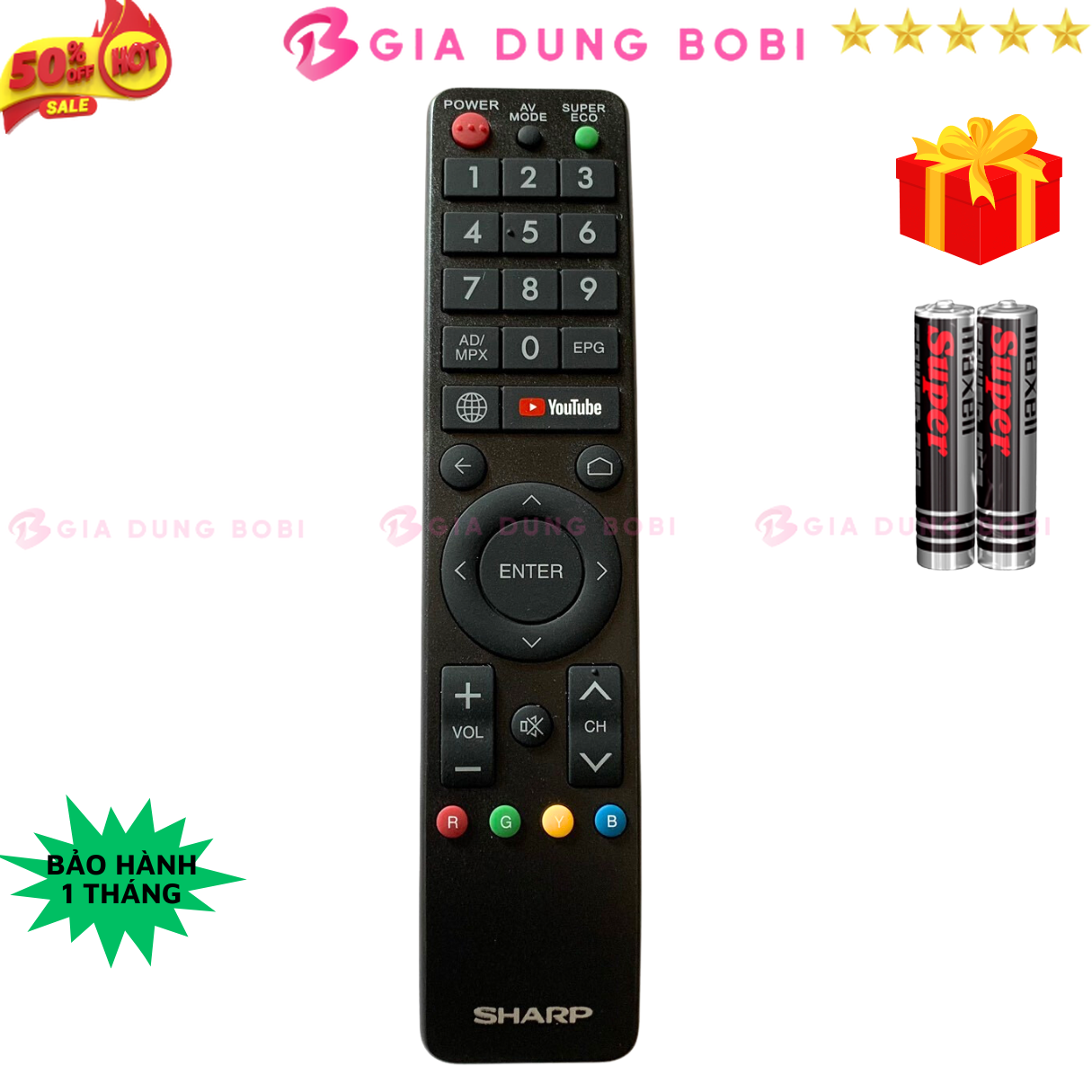 Remote điều khiển tivi SHARP Mã 05 điều khiển TV SHARP - Tặng kèm pin - Gia Dụng Bo Bi