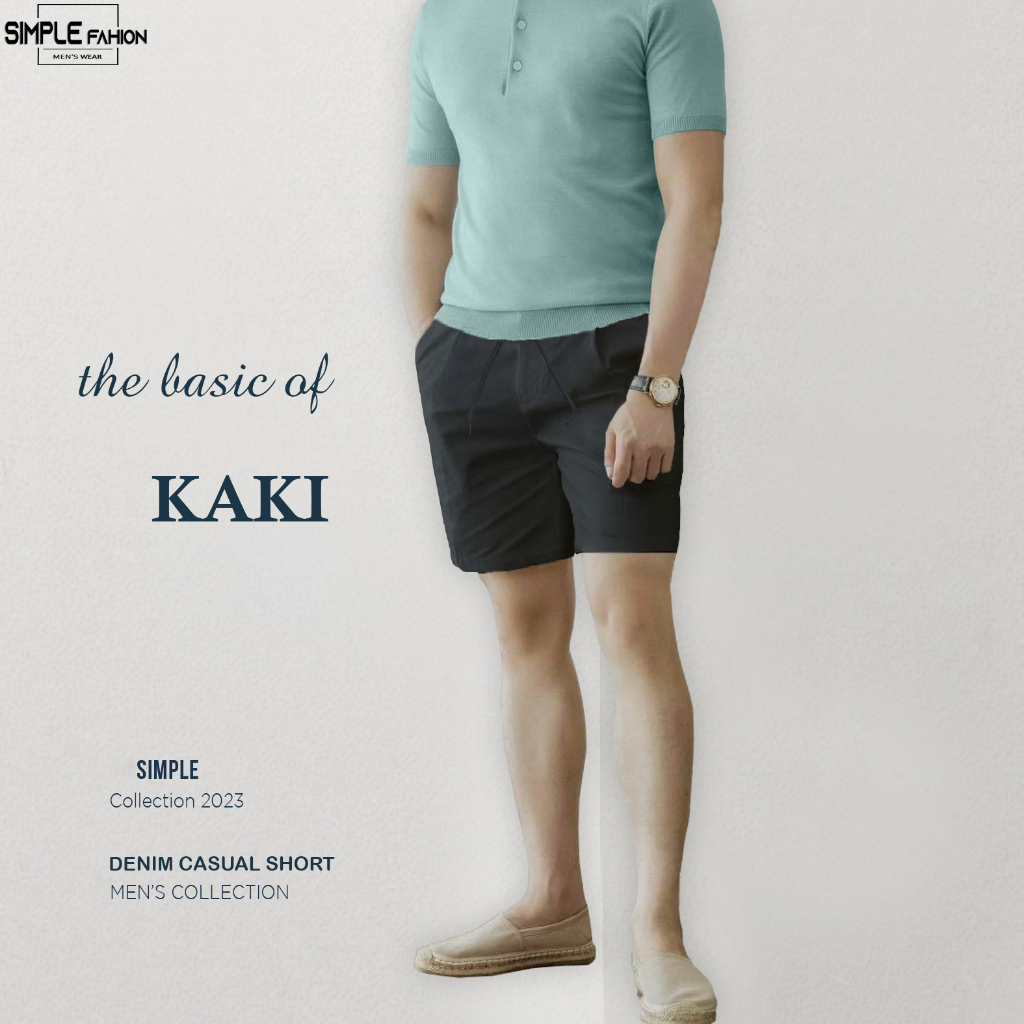 Quần short đùi kaki simple form trên gối lưng thun co giãn thoải mái - mm