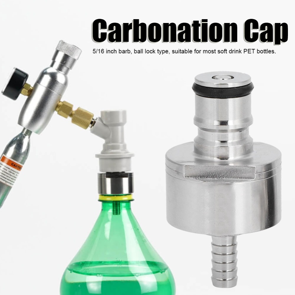 TI9P 2pcs Thép không gỉ Nắp Khóa Khí Ống nối 5/16 inch Bạc Nắp tạo ga cưỡng bức Thiết bị Nắp nối CO2 Pha bia tại nhà