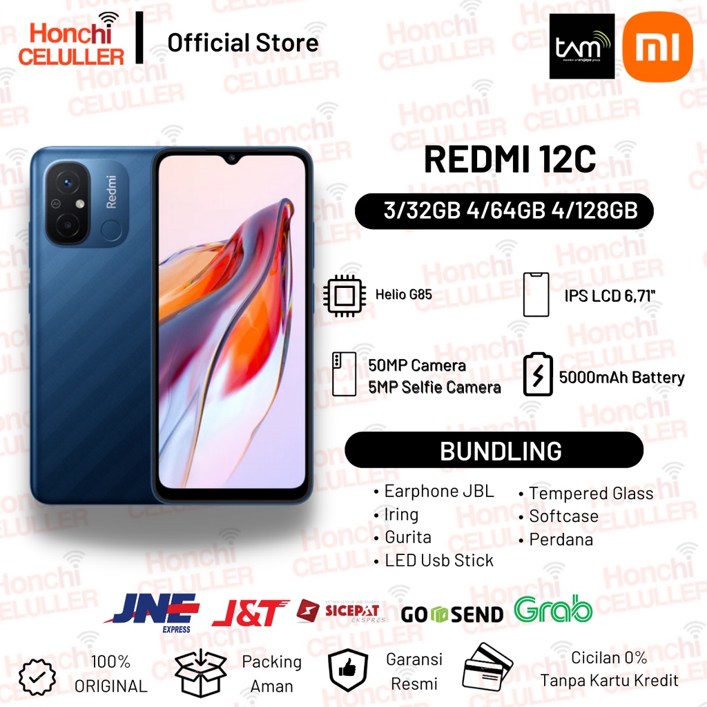 Xiaomi Redmi 12C 4/128GB 4/64GB 3/32GB Garansi Resmi TAM Xiaomi Indonesia Harga  1,149,000 Ringgit*Penghantaran Percuma