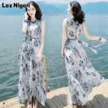 LAZ nigori mùa hè phong cách mới quần áo váy Slim-fit Váy cộc tay với sữa VÁY LỤA Chân Váy Dài bên bờ biển kỳ nghỉ váy đi biển