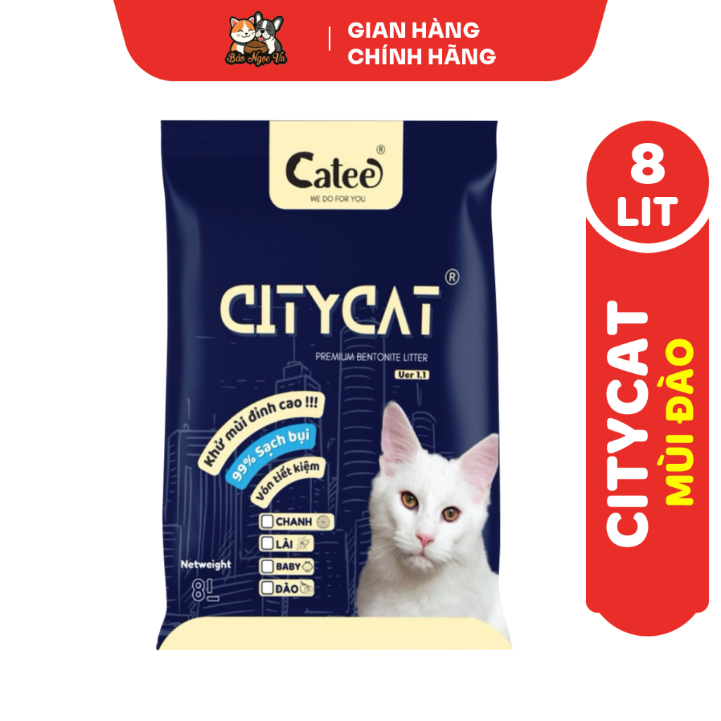 [Tải 7 Bao] Citycat 8L- Đất vệ sinh cho thú cưng hiệu Citycat Bentonite cat litler.