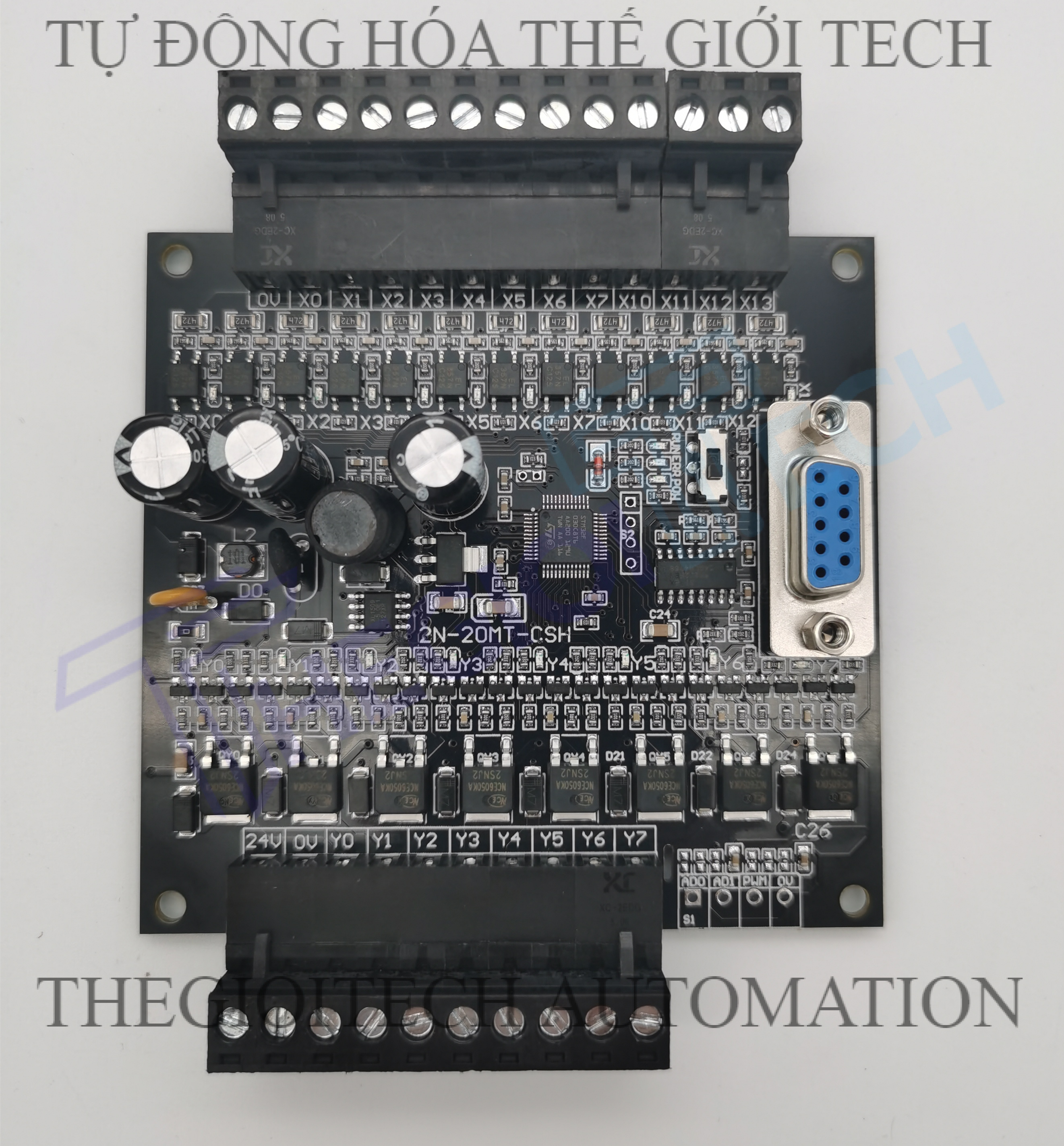 Board Lập Trình PLC HK HK2N FX2N 20MT 12 input 8 output transistor  24V TTL RS232, GX Works2 Mitsubishi - 20MT 232 mạch trần