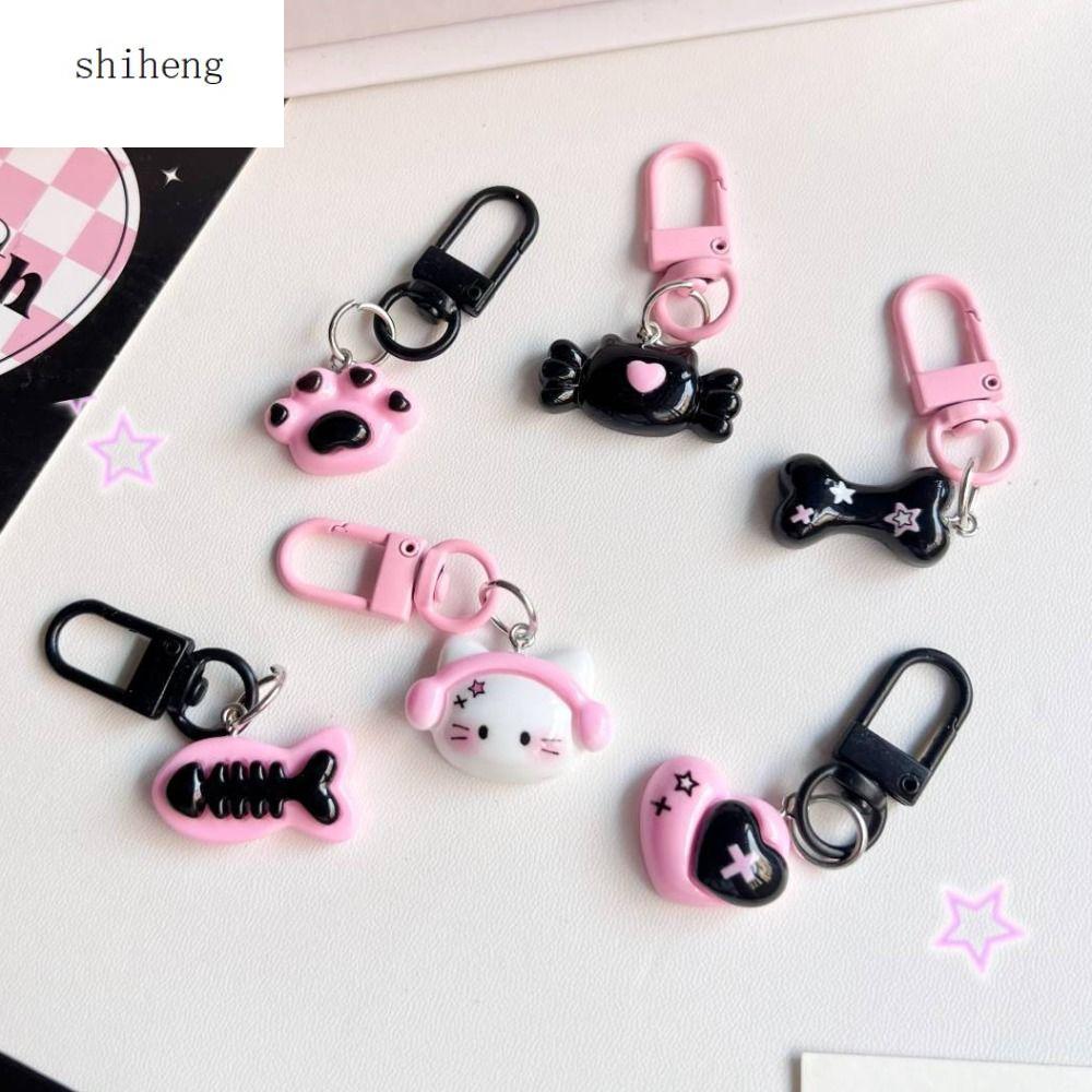 SHIHENG Móng vuốt mèo Móc khóa hoạt hình Trái Tim đeo ba lô dây chuyền Y2K Ngọt ngào Phong cách Hàn Quốc Đồ trang trí móc chìa khóa Trẻ em