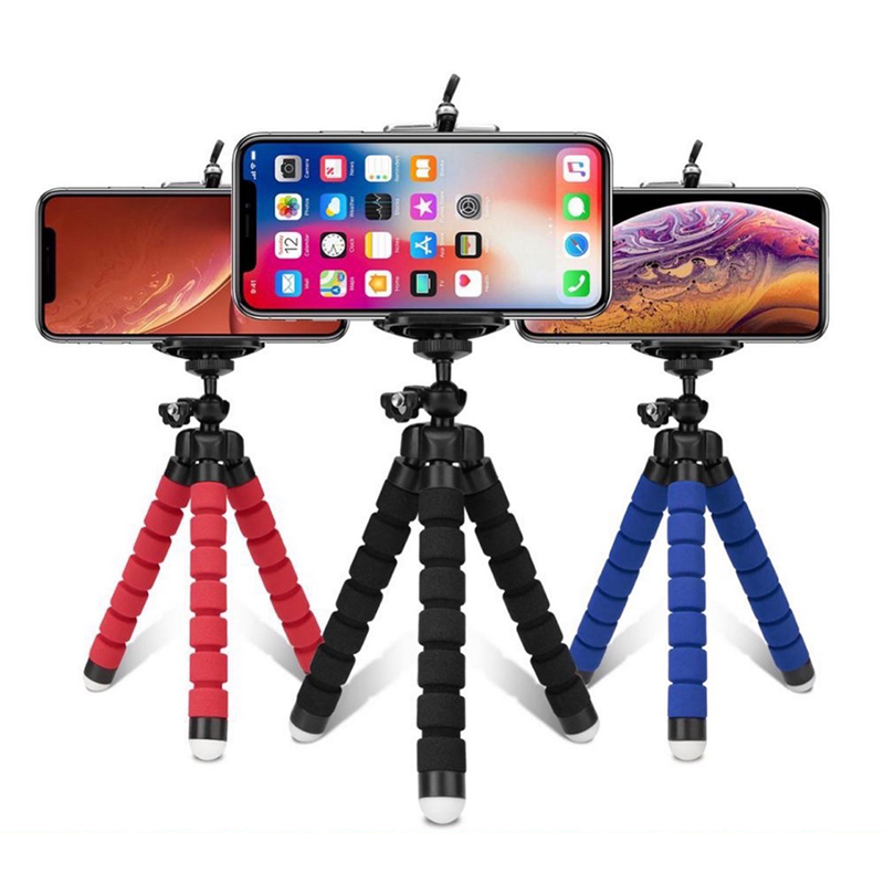 Ocus mini flexible sponge tripod for cellphone camera back clip holder portable smartphone stand