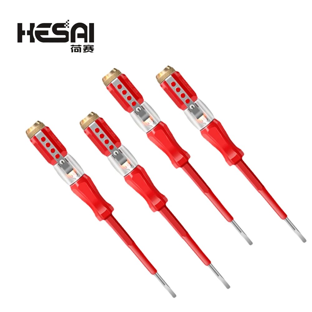 New Điện áp LED cầm tay 100-500V Bút kiểm tra Tester tuốc nơ vít dẹt ổ cắm Detector trục vít điều khiển sửa chữa Dụng cụ thợ điện 1 cái