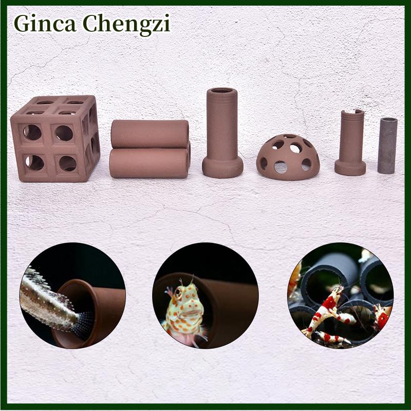 Ginca Bể cá sinh sản hang động nơi trú ẩn ống cho tôm đẻ trứng sống thực vật Cá