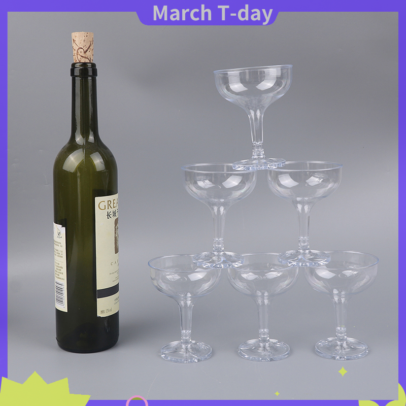 March 6pcs rõ ràng Acrylic ly rượu vang Uống Rượu Sâm banh tiệc cưới ly