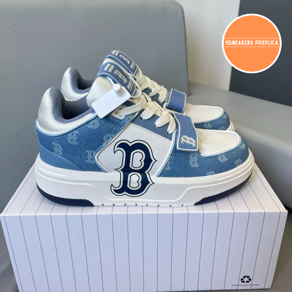 Giày mlb chunky liner mid clasic monogram boston red sox mlb chữ b trắng xanh full size 36-43