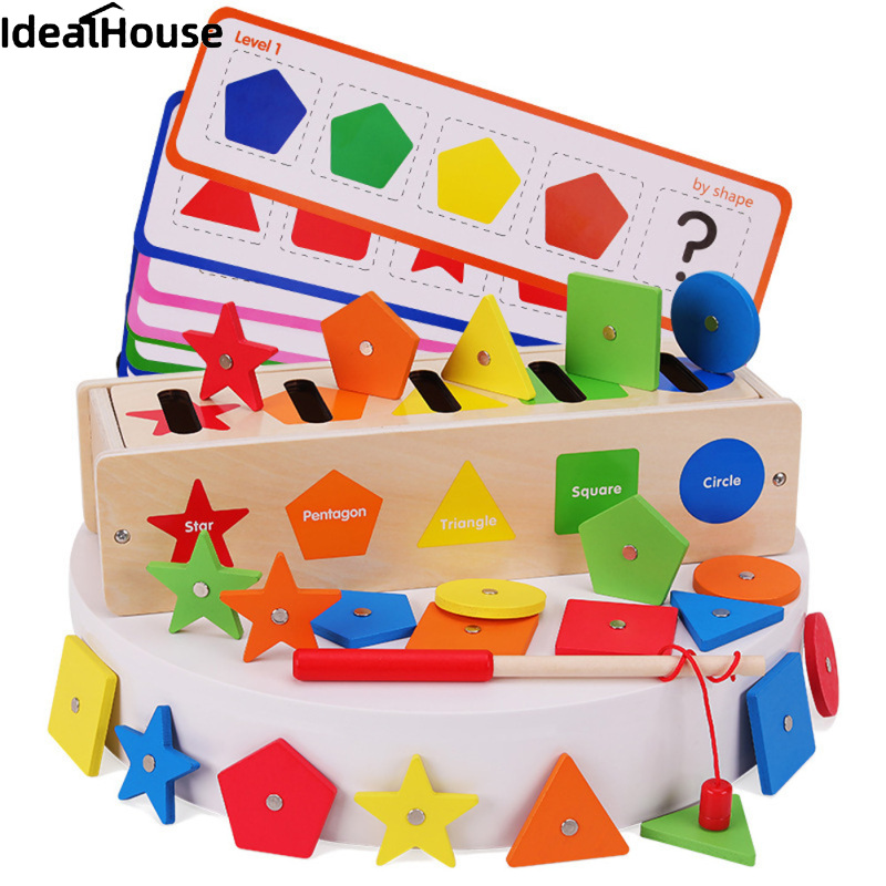 IDealHouse Store Fast Delivery Kids Wooden Toys Block Sensory Sorting