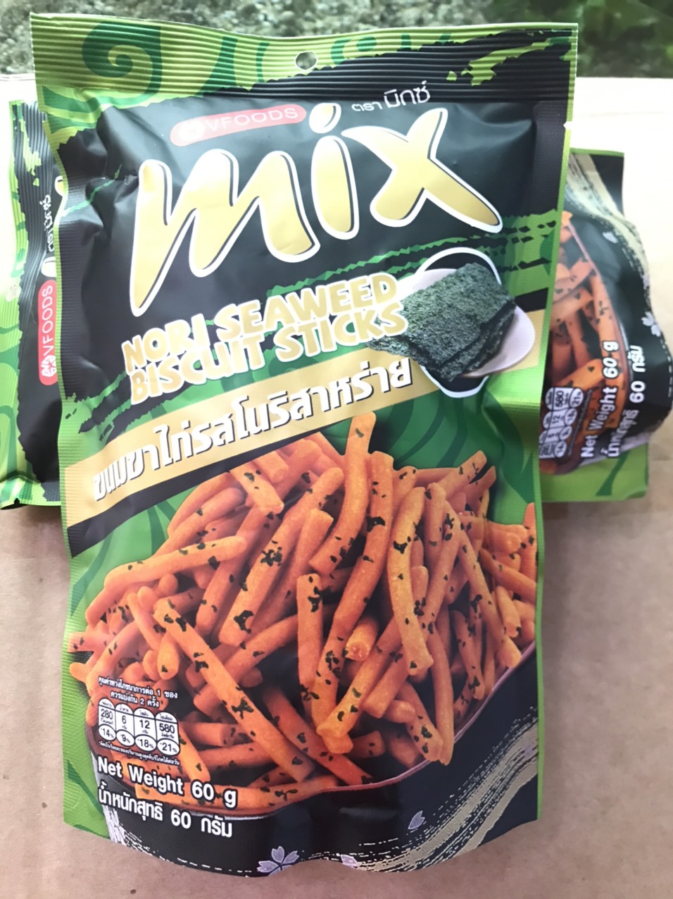 Bánh Que Cọng Mix Thái Lan gói 60g Vị Tảo Biển Nori Seaweed Biscuit Sticks