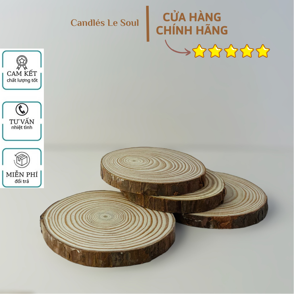 Đế lót nến thơm gỗ tự nhiên, Đế lót ly cốc chén, Đồ trang trí có vân gỗ, decor đẹp, trang trí nhà cửa, phụ kiện chụp ảnh