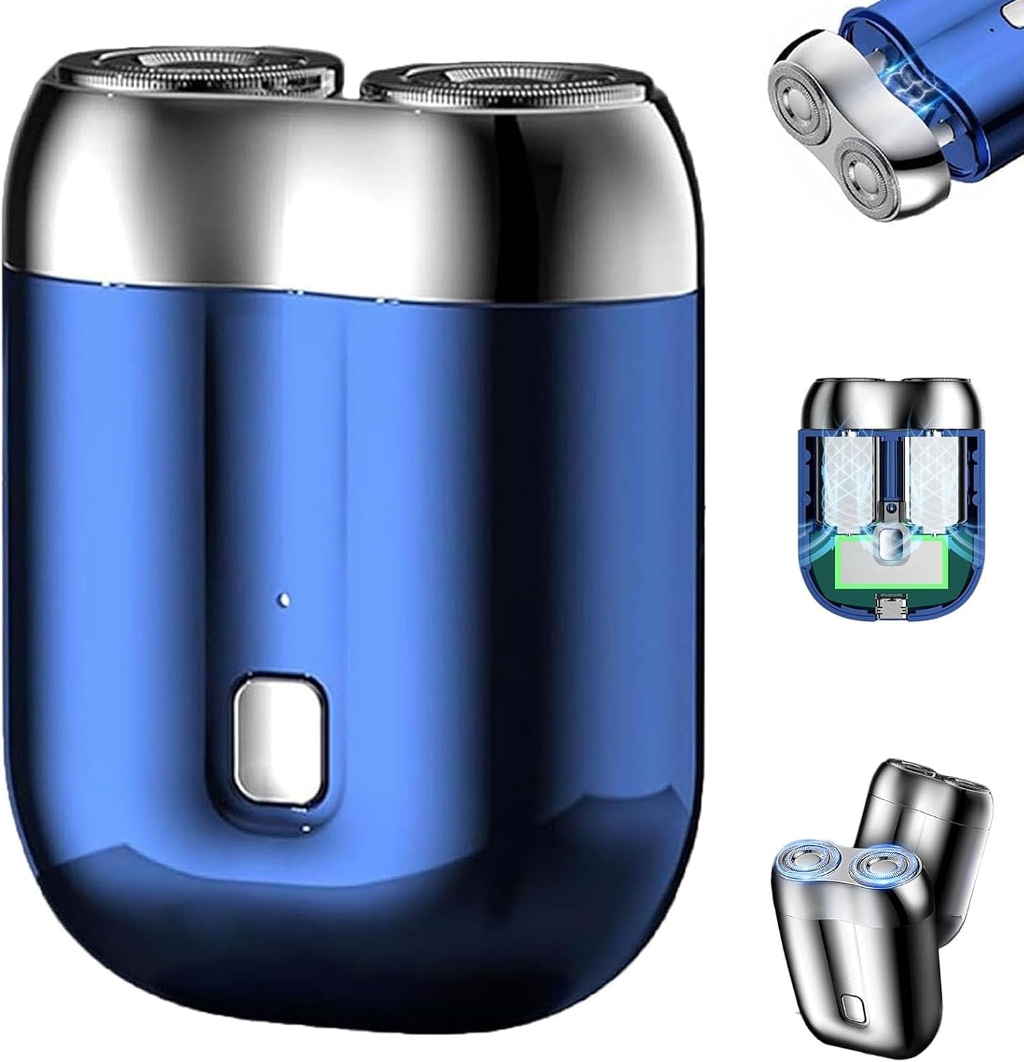 Máy cạo râubỏ túi, phiên bản nâng cấp mới 2025, sạc USB, máy cạo râu điện màu gradient, máy cạo râu điện chống nước, có thể sạc lại, dùng cho gia đình, xe hơi, du lịch (màu xanh)